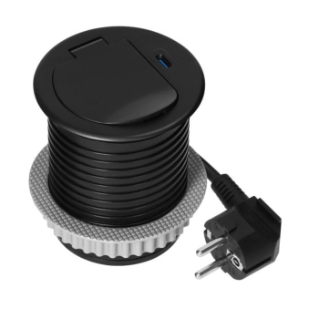 GNIAZDO MEBLOWE POJEDYNCZE ORNO OR-GM-9040/B KABEL 1,9m Ø6cm USB